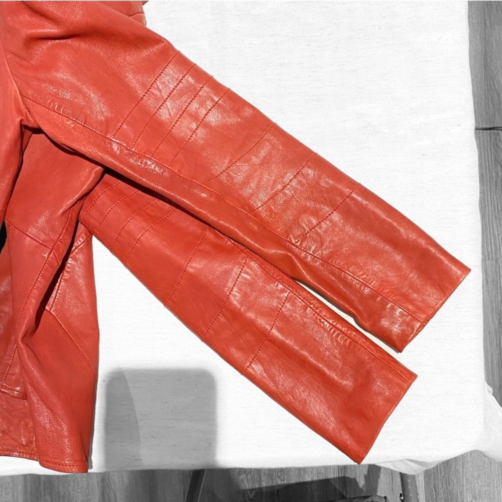 Danier Red Genuine Lambskin Leather Moto Jacket - Like New - Picture 6 of 8